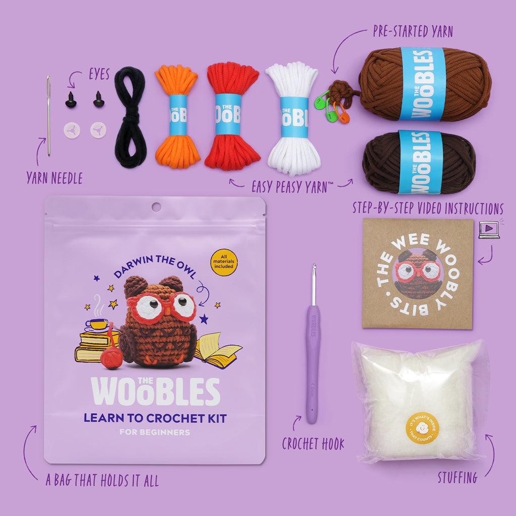 Darwin the Owl Crochet Kit
